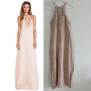 Lisamaree A Night Alone Linen Dress in Taupe